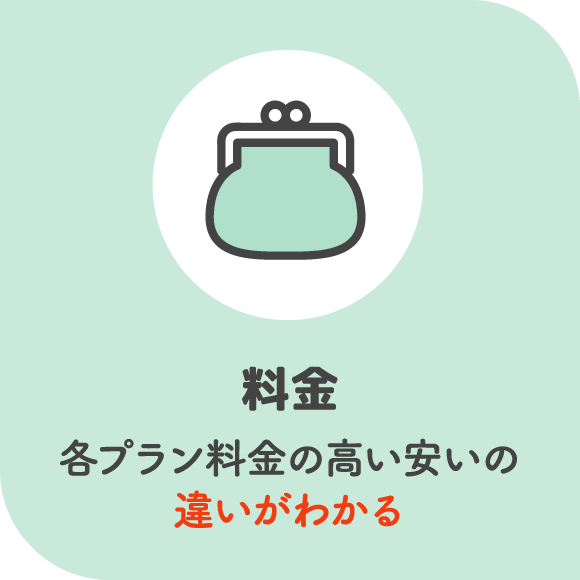 料金 各プランの料金の高い安いの違いがわかる