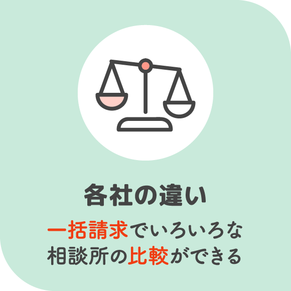 各社の違い 一括請求でいろいろな相談所の比較ができる